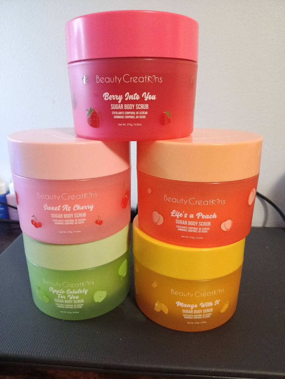Beauty Creations Sugar Body Scub 5 Piece Set 9.52oz Each